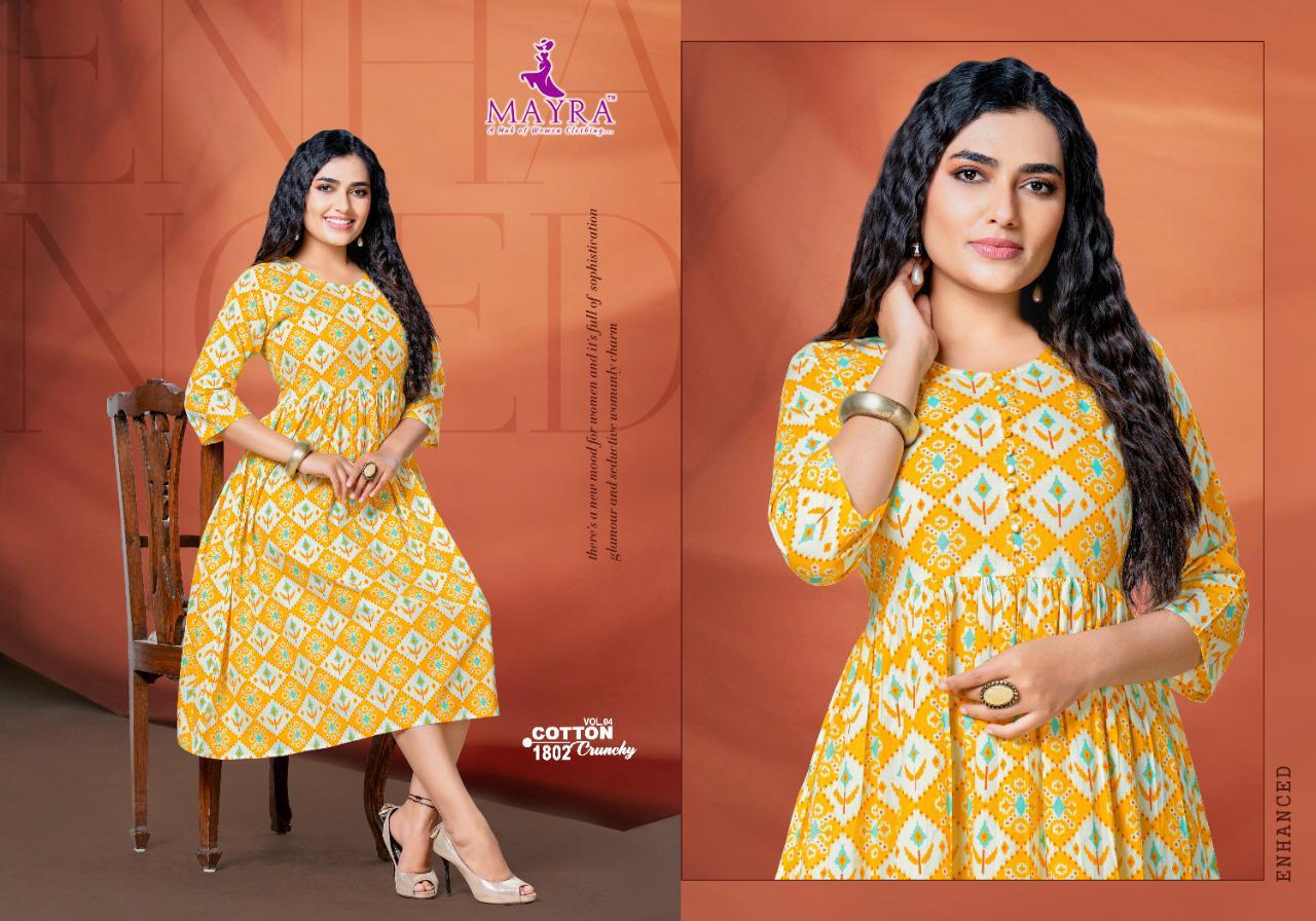 Mayra Cotton Crunchy 4 Casual Wear Fancy Designer Cotton Kurti Collection